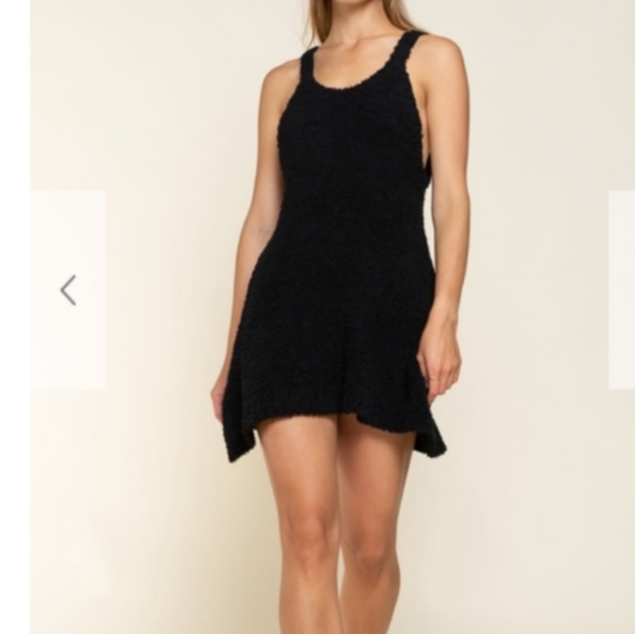 POL FUZZY BLACK SEXY SCOOP NECK MINI DRESS - Picture 1 of 6